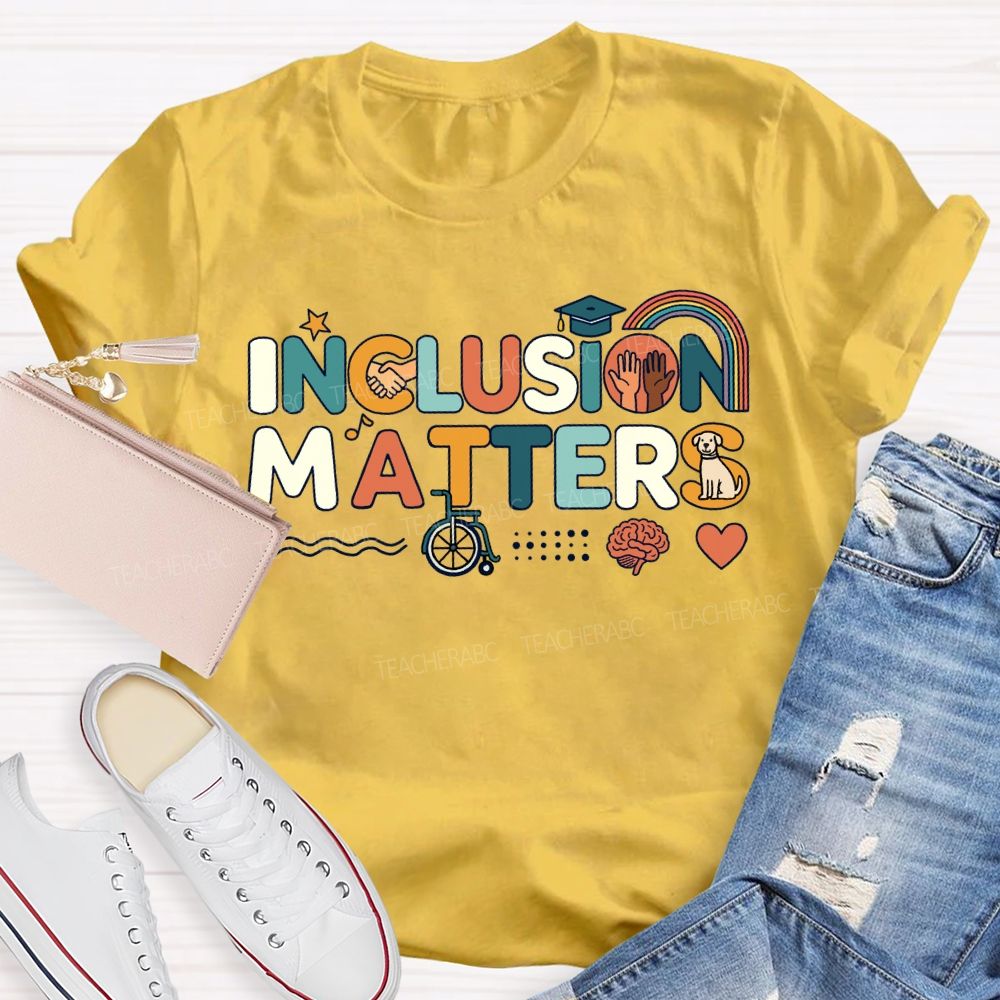 Inclusion Matters Star Rainbow Teacher T-Shirt