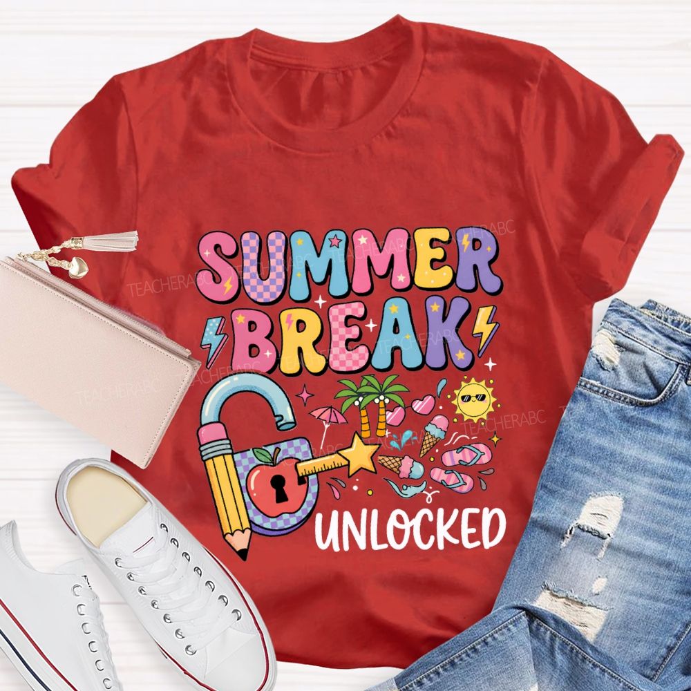 Summer Break Unlocked Teacher T-shirt