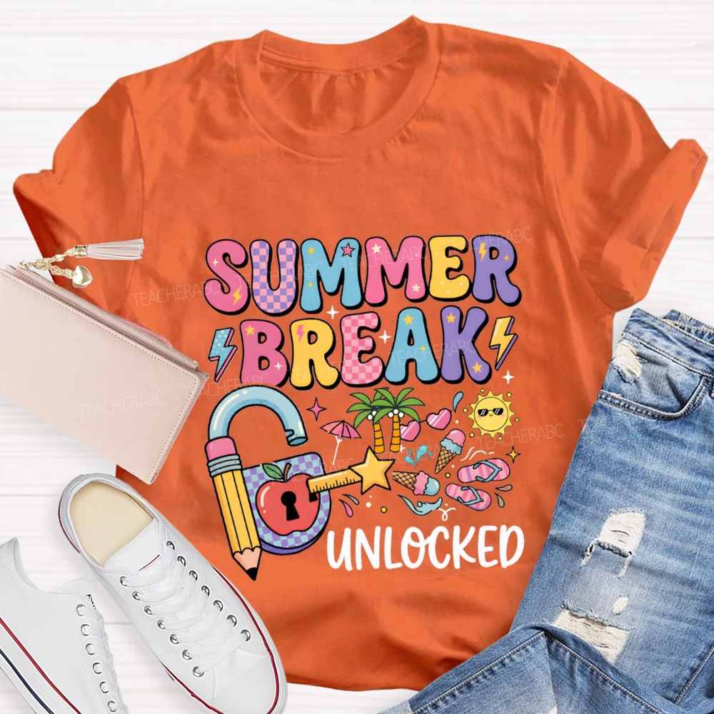 Summer Break Unlocked Teacher T-shirt