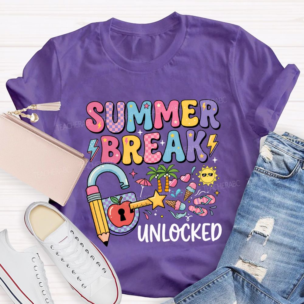 Summer Break Unlocked Teacher T-shirt