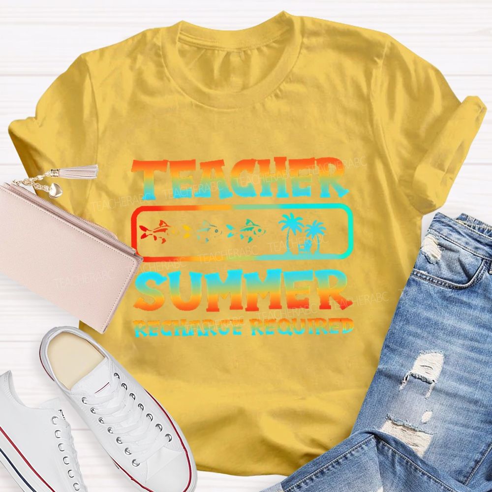 Teacher Summer Recharge Required Graphic Teacher T-shirt