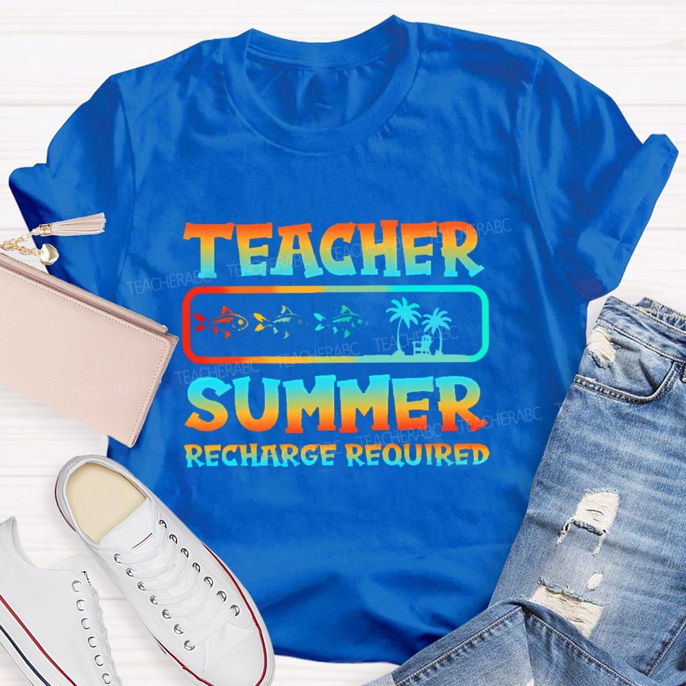 Teacher Summer Recharge Required Graphic Teacher T-shirt