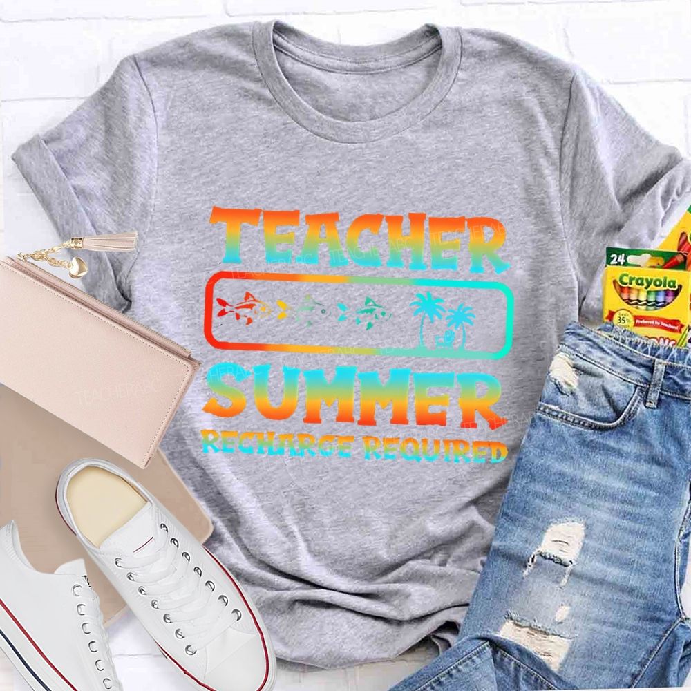 Teacher Summer Recharge Required Graphic Teacher T-shirt