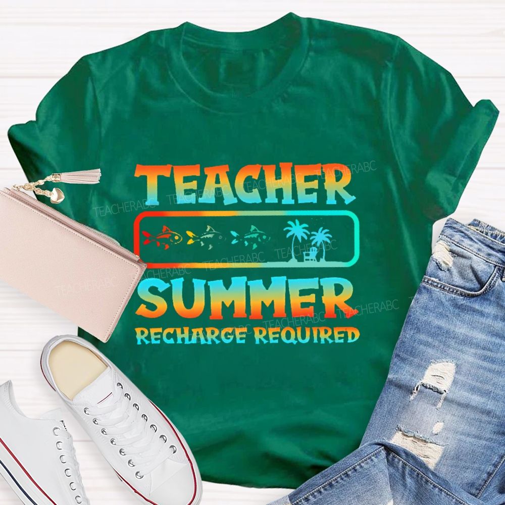 Teacher Summer Recharge Required Graphic Teacher T-shirt