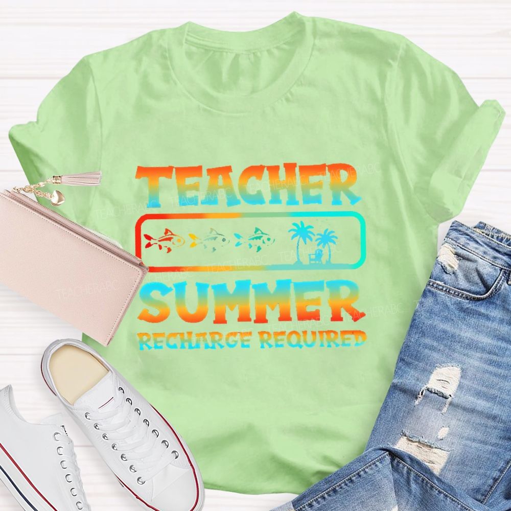 Teacher Summer Recharge Required Graphic Teacher T-shirt