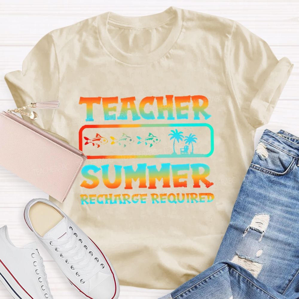 Teacher Summer Recharge Required Graphic Teacher T-shirt