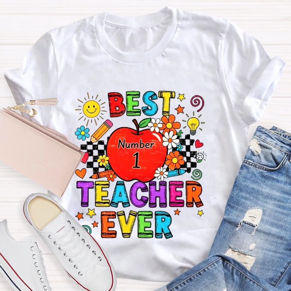 Best Teacher Ever Grid Graphic Teacher T-shirt