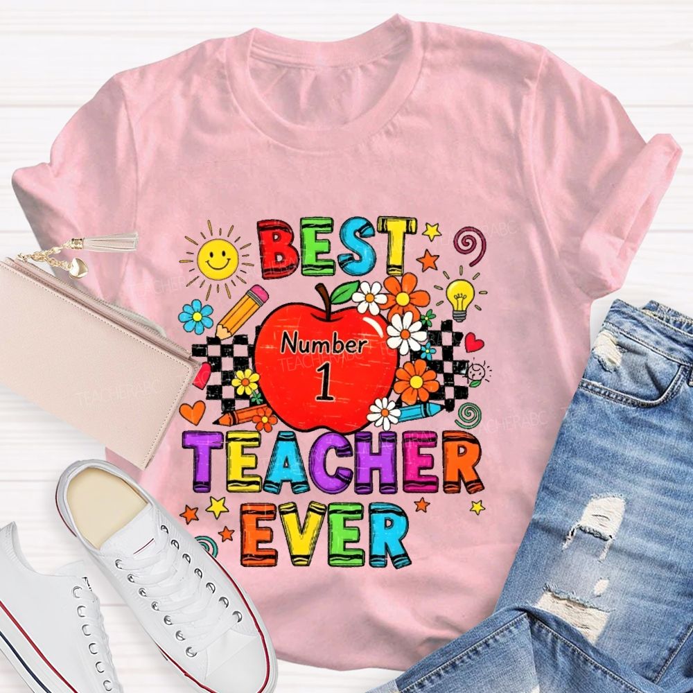 Best Teacher Ever Grid Graphic Teacher T-shirt