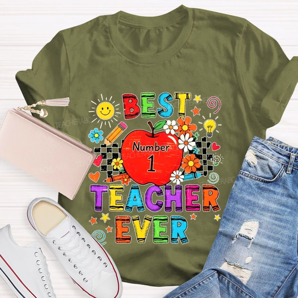 Best Teacher Ever Grid Graphic Teacher T-shirt