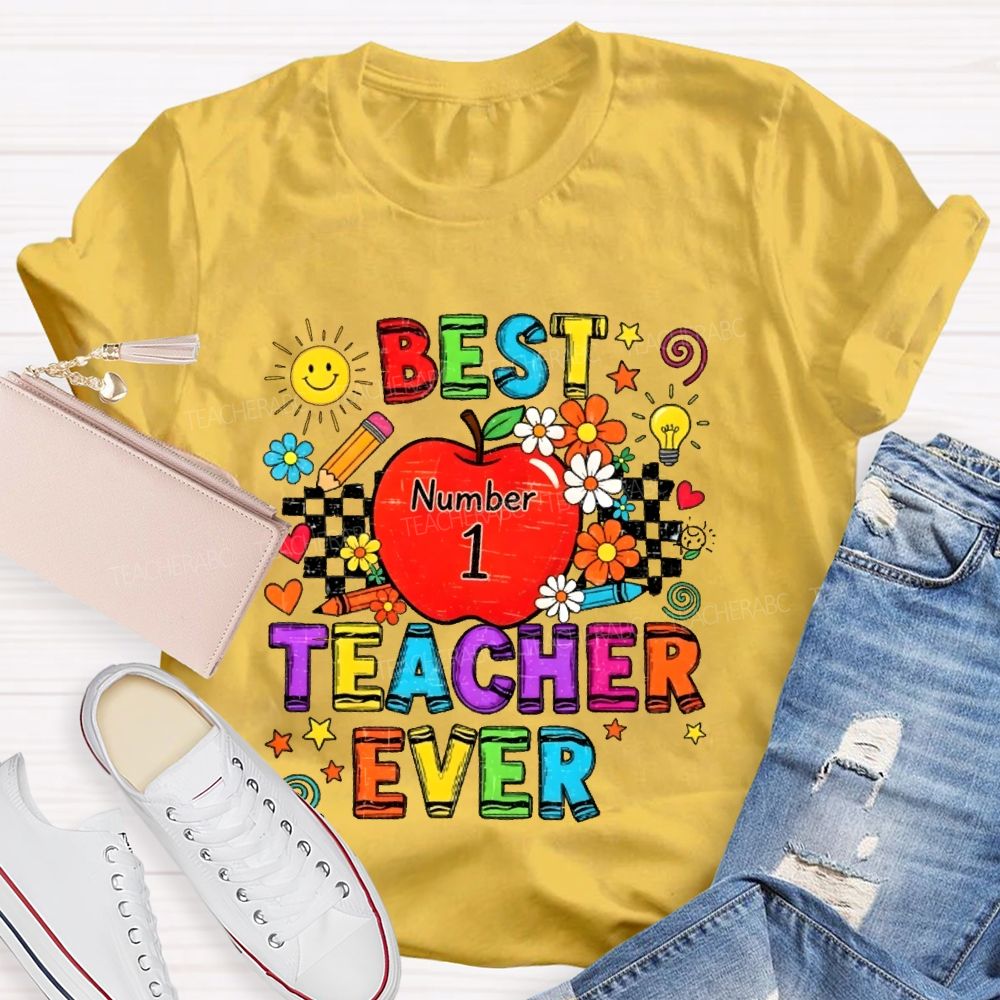 Best Teacher Ever Grid Graphic Teacher T-shirt