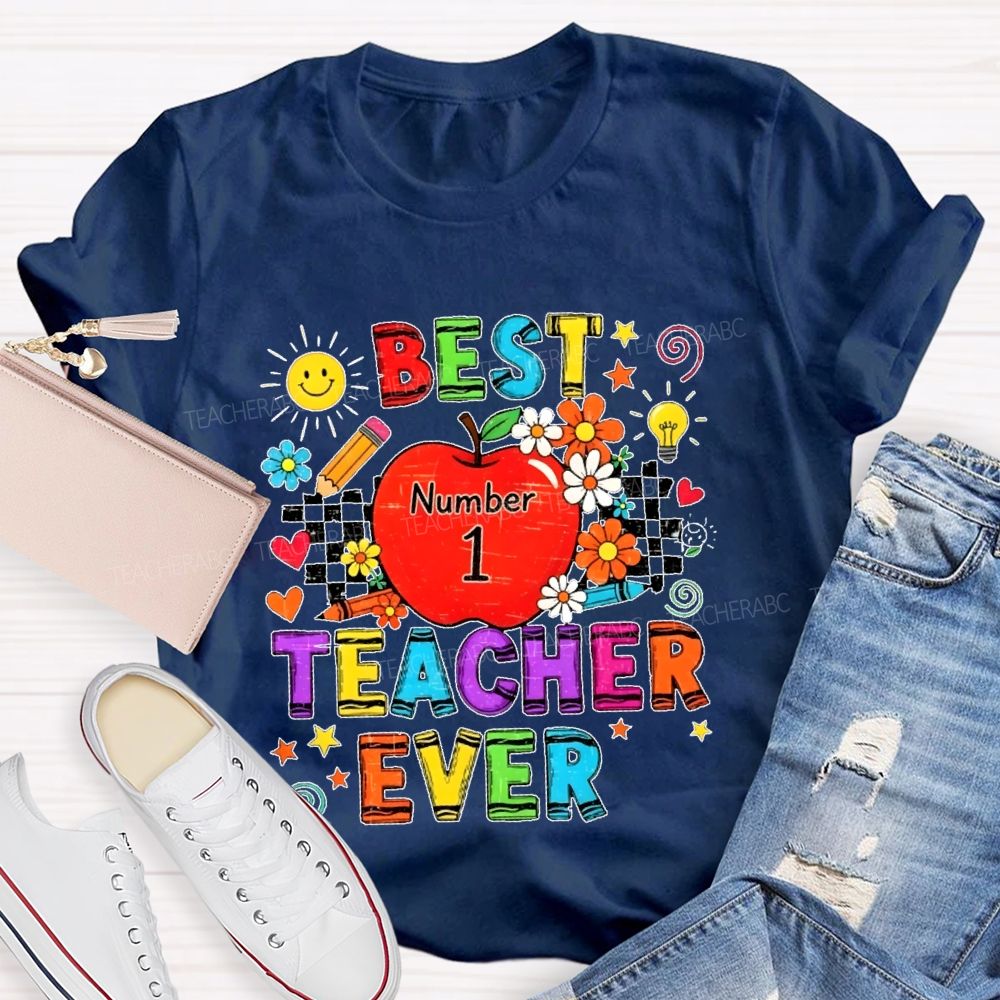 Best Teacher Ever Grid Graphic Teacher T-shirt