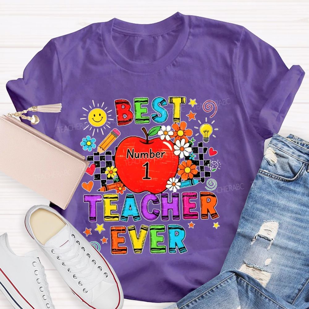 Best Teacher Ever Grid Graphic Teacher T-shirt