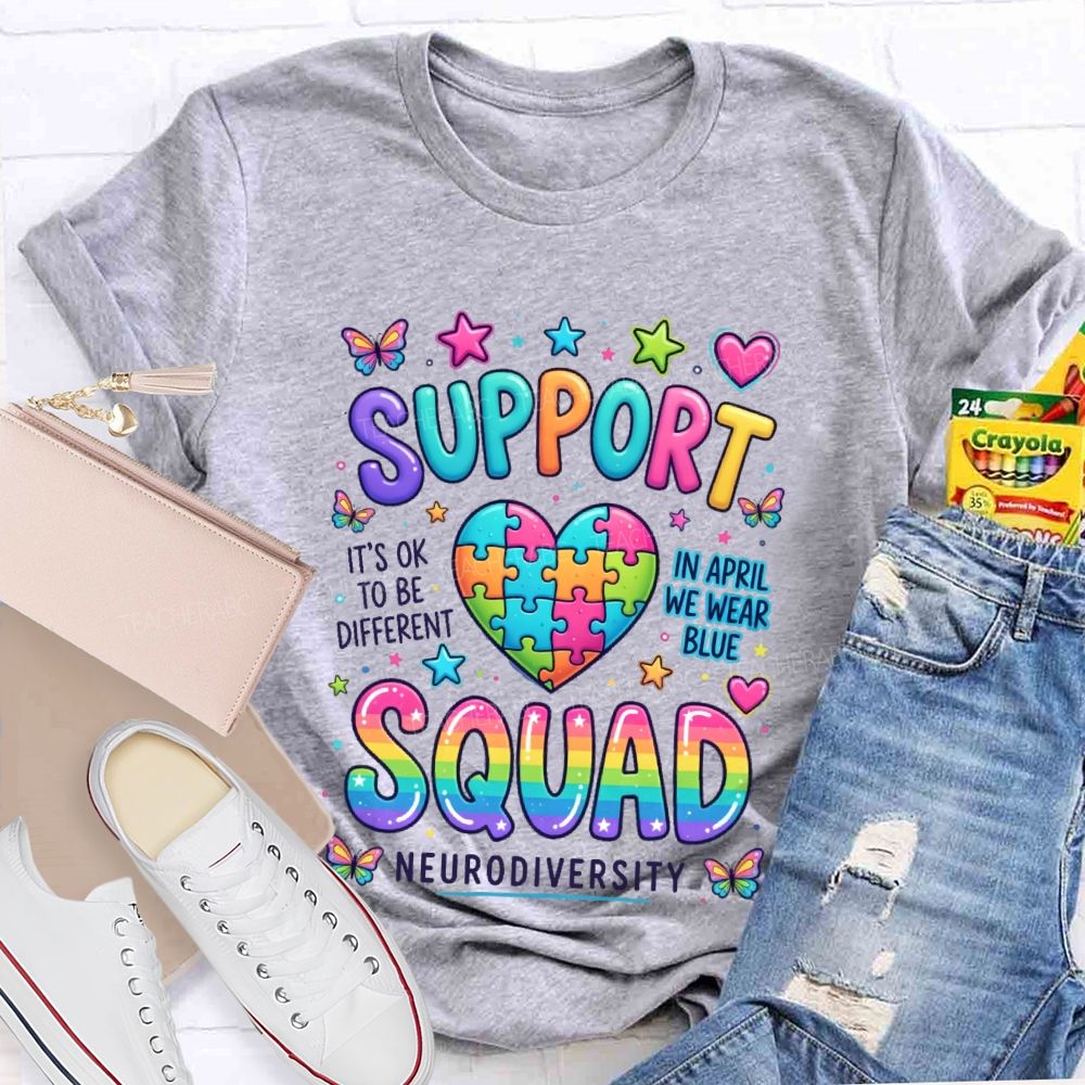 Support It's Ok To Be Different In April We Wear Blue Teacher T-shirt