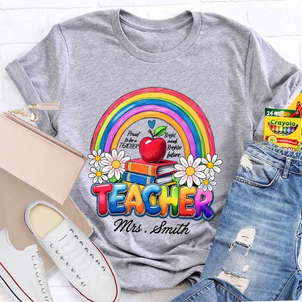 Personalized Name Proud To Be A Teacher Graphic Teacher T-shirt