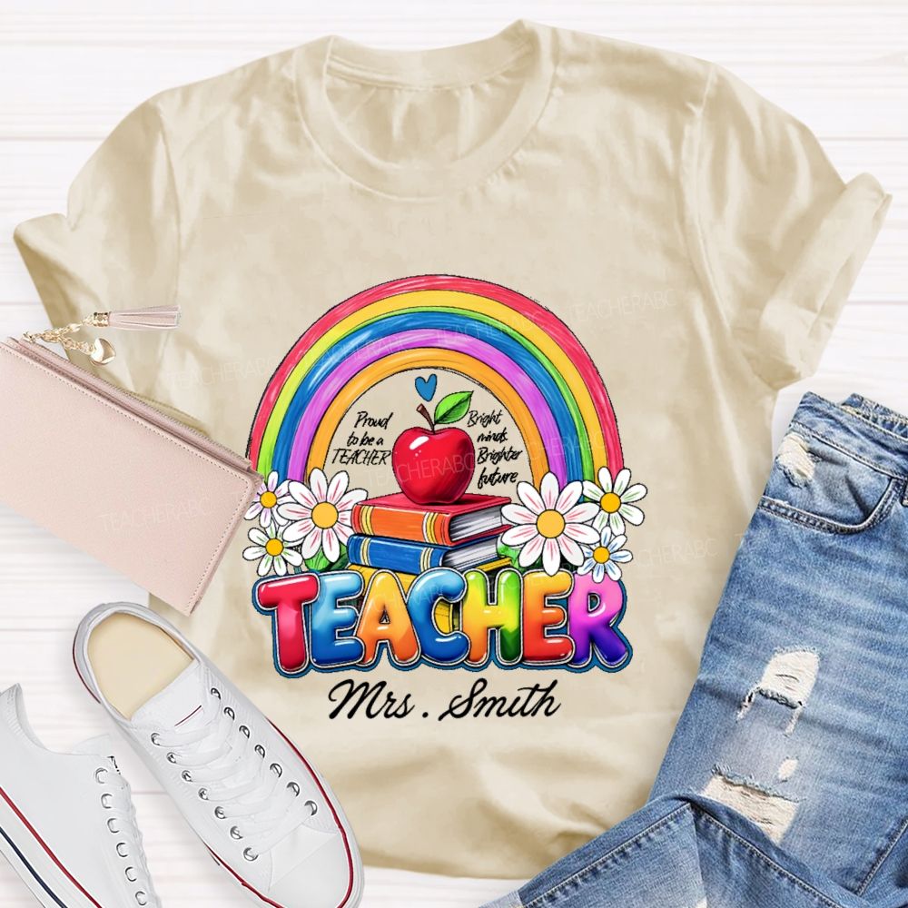 Personalized Name Proud To Be A Teacher Graphic Teacher T-shirt