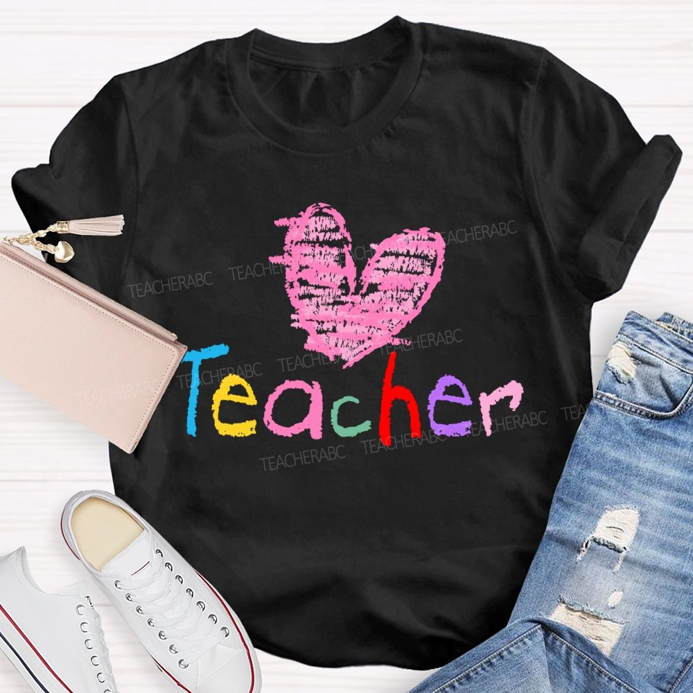 Teacher Love Colorful Letters Graphic Teacher T-shirt