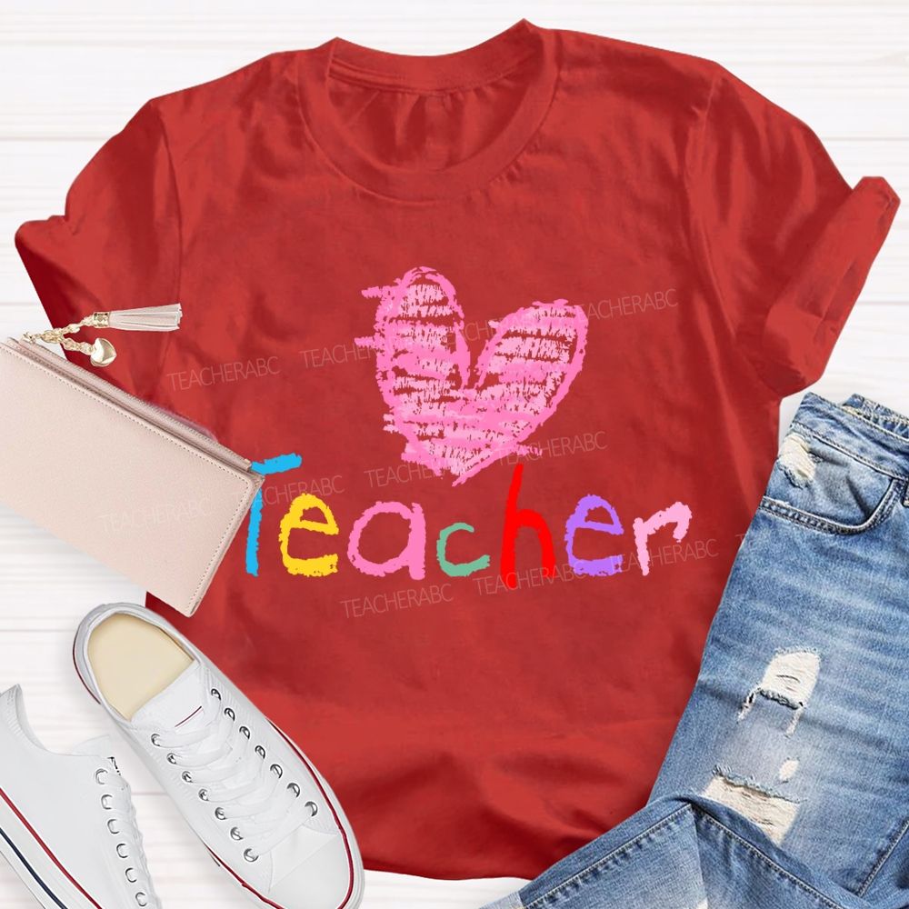 Teacher Love Colorful Letters Graphic Teacher T-shirt