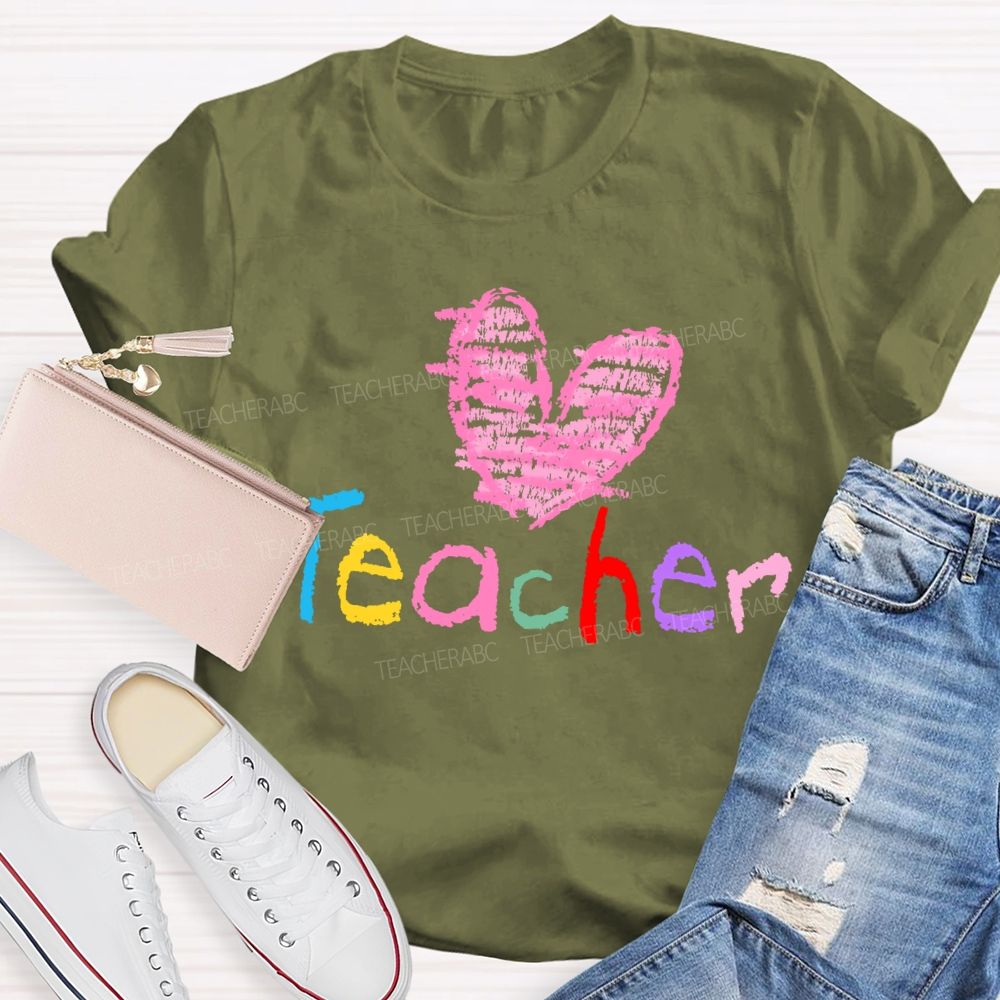 Teacher Love Colorful Letters Graphic Teacher T-shirt