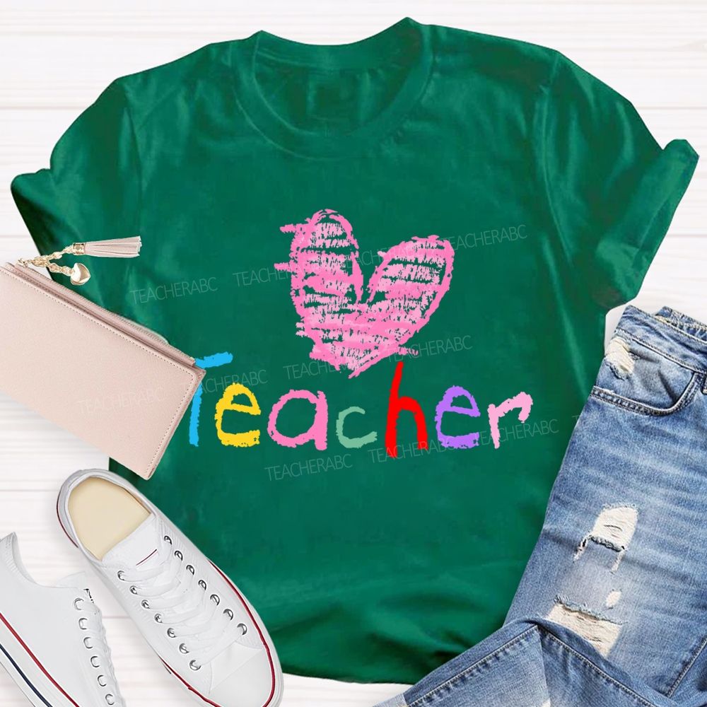 Teacher Love Colorful Letters Graphic Teacher T-shirt