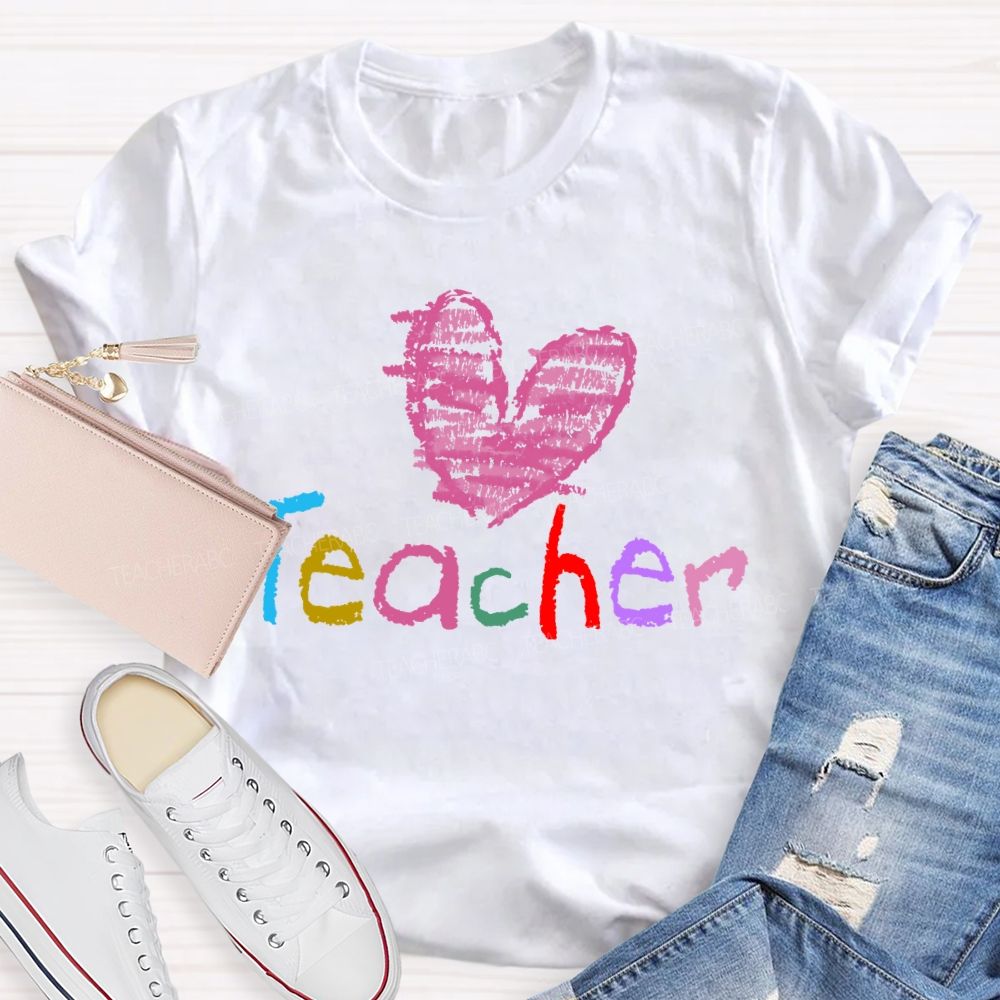 Teacher Love Colorful Letters Graphic Teacher T-shirt