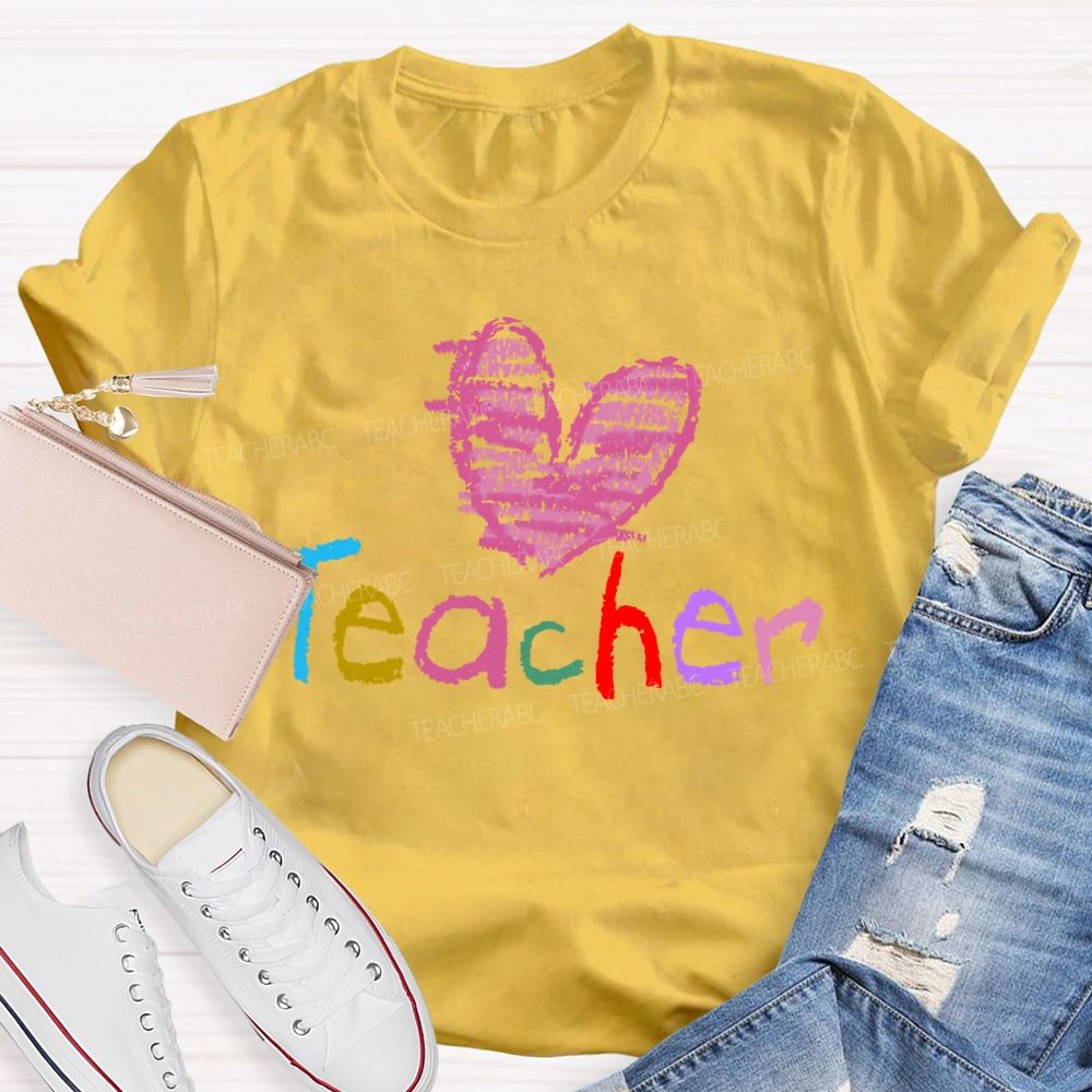 Teacher Love Colorful Letters Graphic Teacher T-shirt