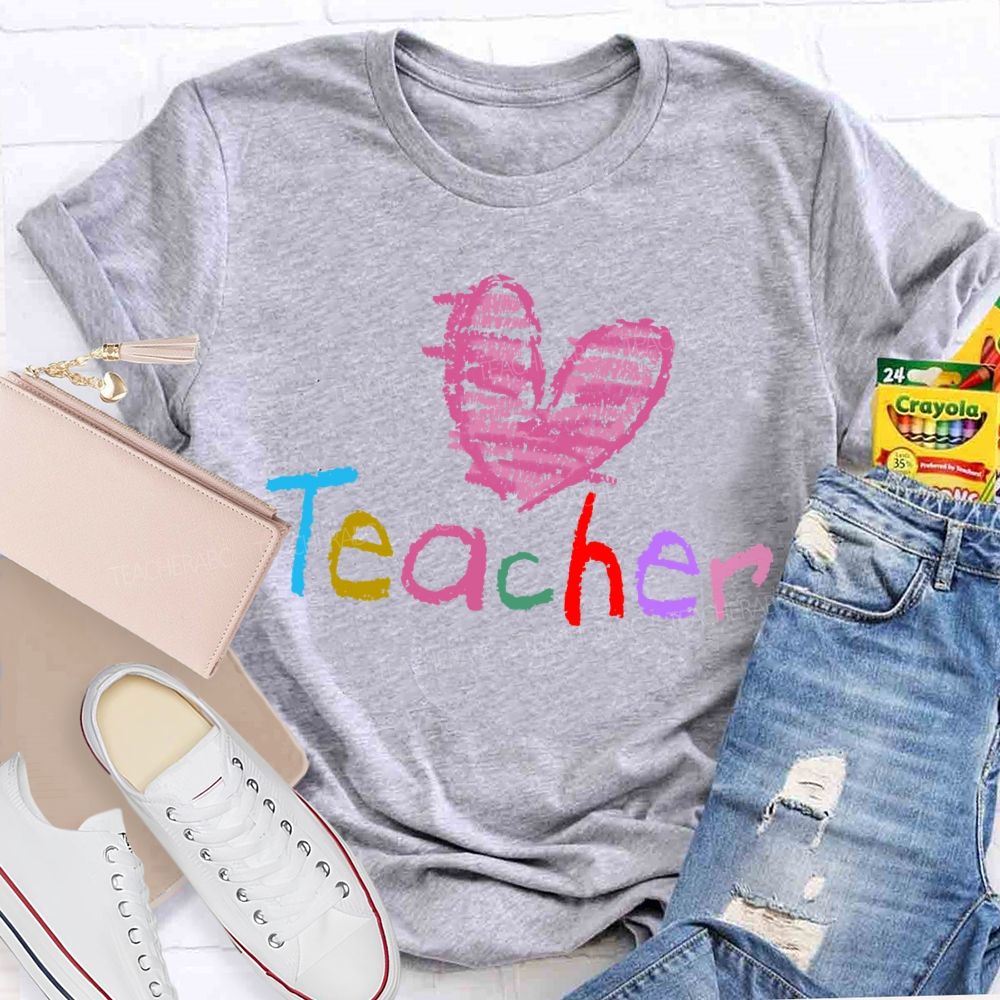Teacher Love Colorful Letters Graphic Teacher T-shirt