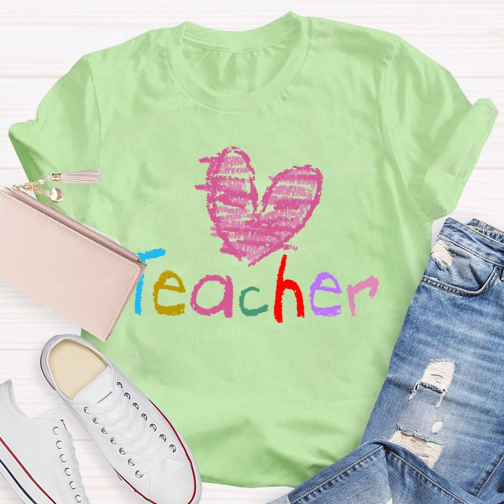Teacher Love Colorful Letters Graphic Teacher T-shirt