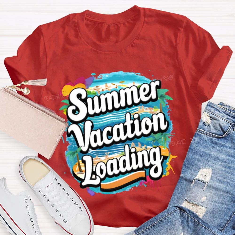 Summer Vacation Loading Graphic Teacher T-shirt