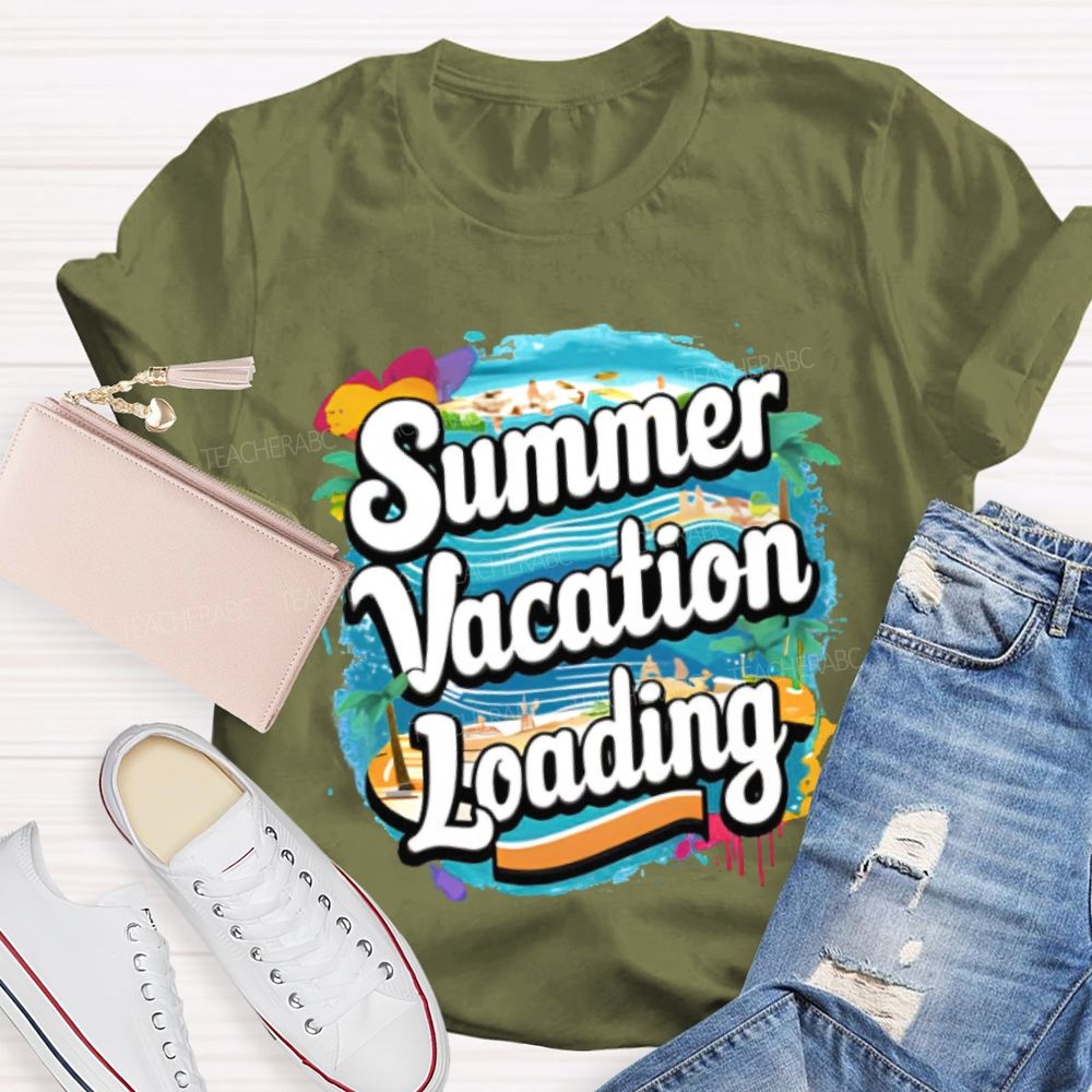 Summer Vacation Loading Graphic Teacher T-shirt
