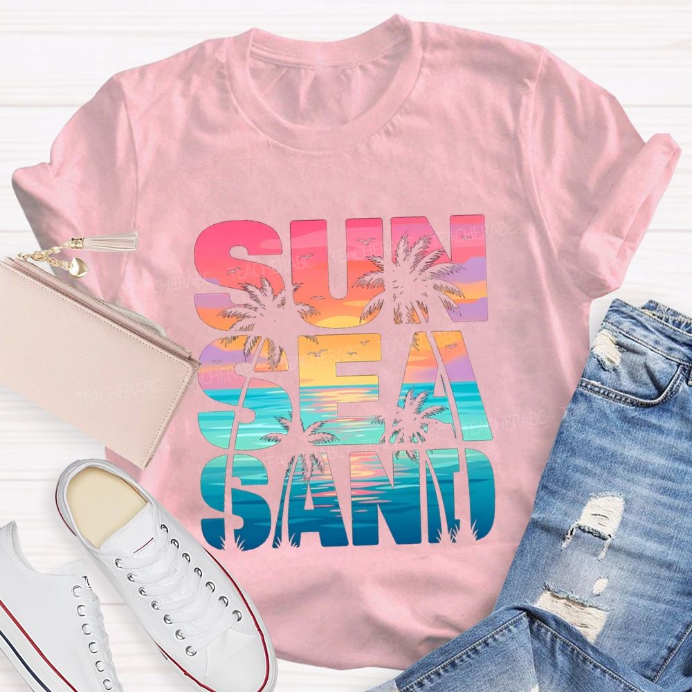 Sun Sea Sand Teacher T-shirt