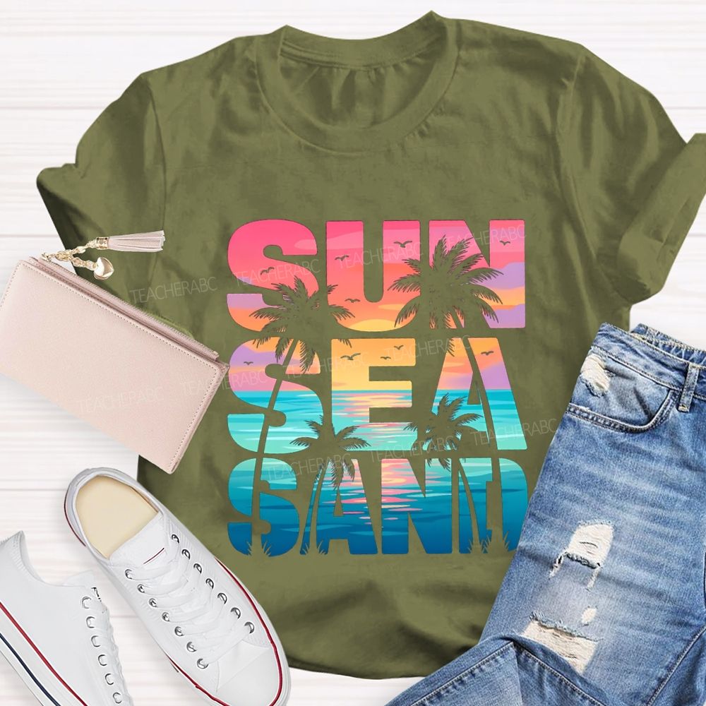 Sun Sea Sand Teacher T-shirt