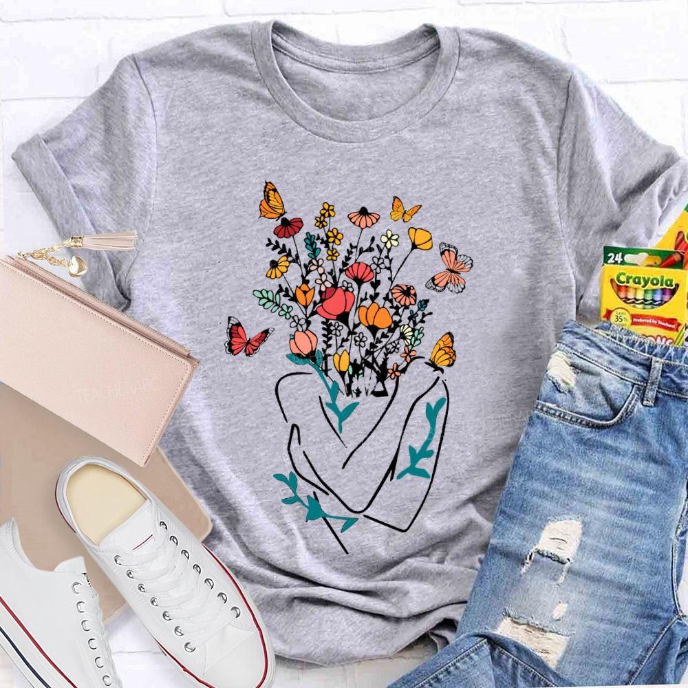 Love Myself Mental Health Floral Teacher T-Shirt