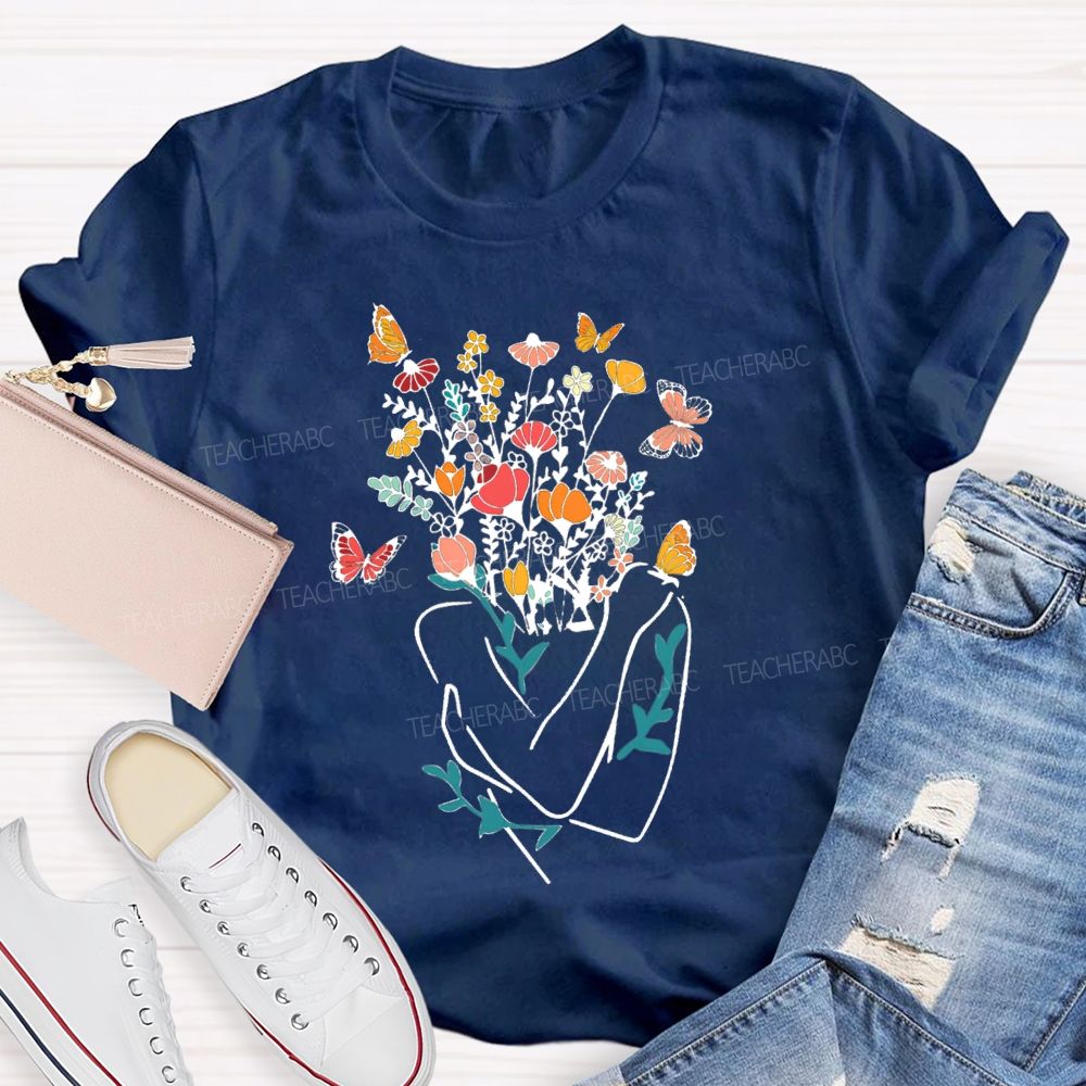 Love Myself Mental Health Floral Teacher T-Shirt