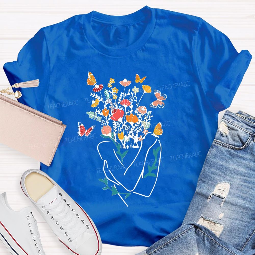 Love Myself Mental Health Floral Teacher T-Shirt