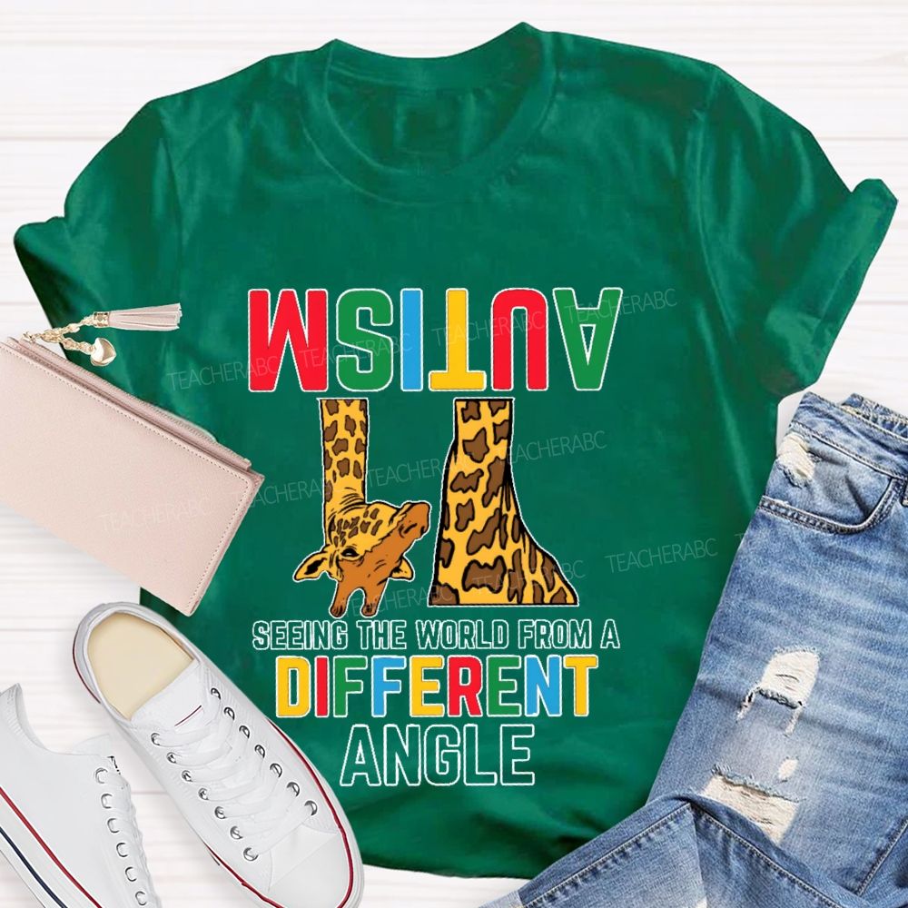 Autism Seeing The World From A Different Angle Pattern Teacher T-shirt