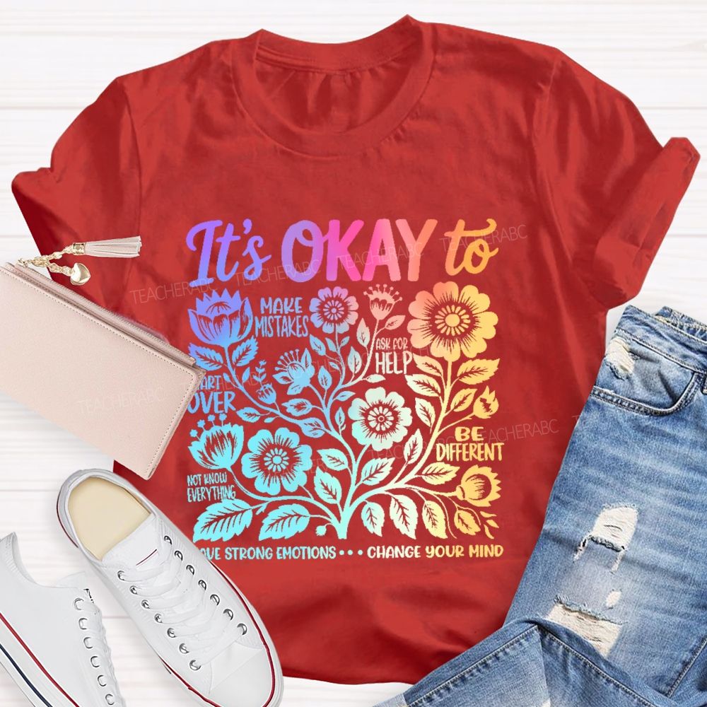 It's Okay To Make Mistakes Colorful Letters Graphics Teacher T-shirt