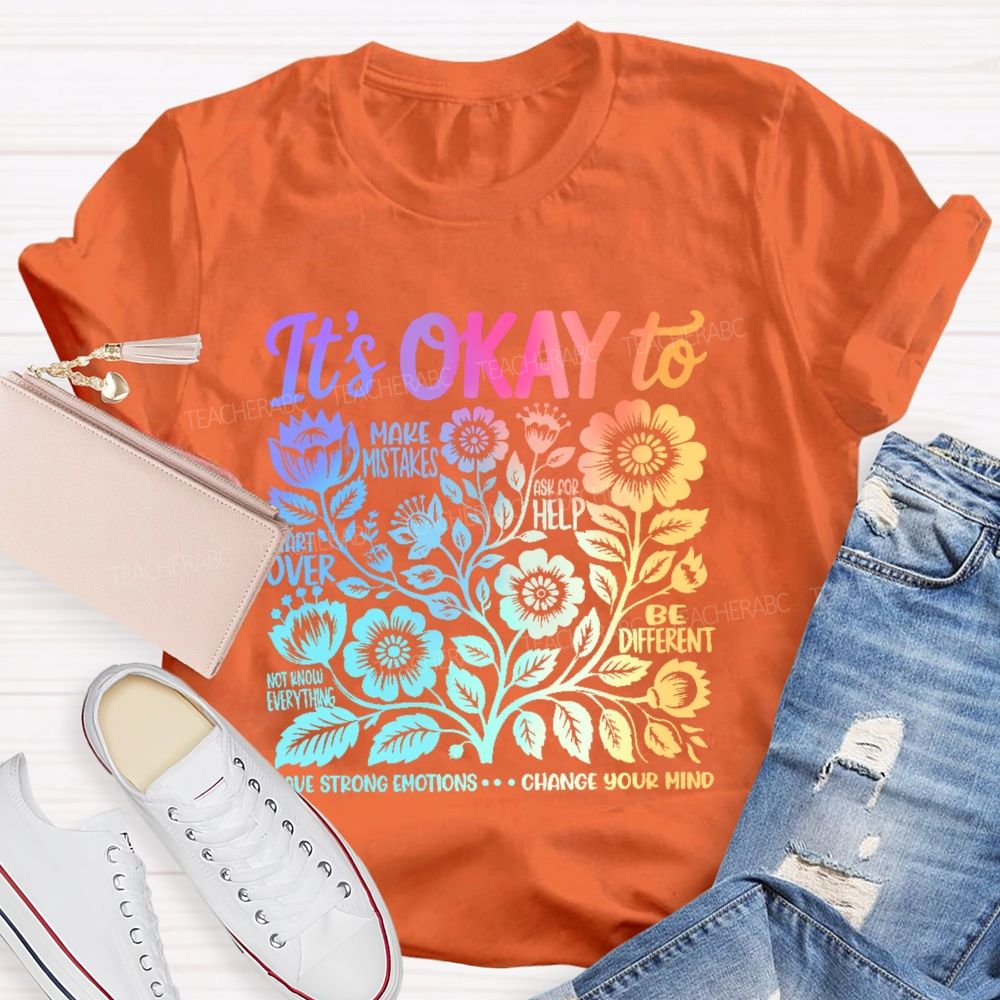 It's Okay To Make Mistakes Colorful Letters Graphics Teacher T-shirt