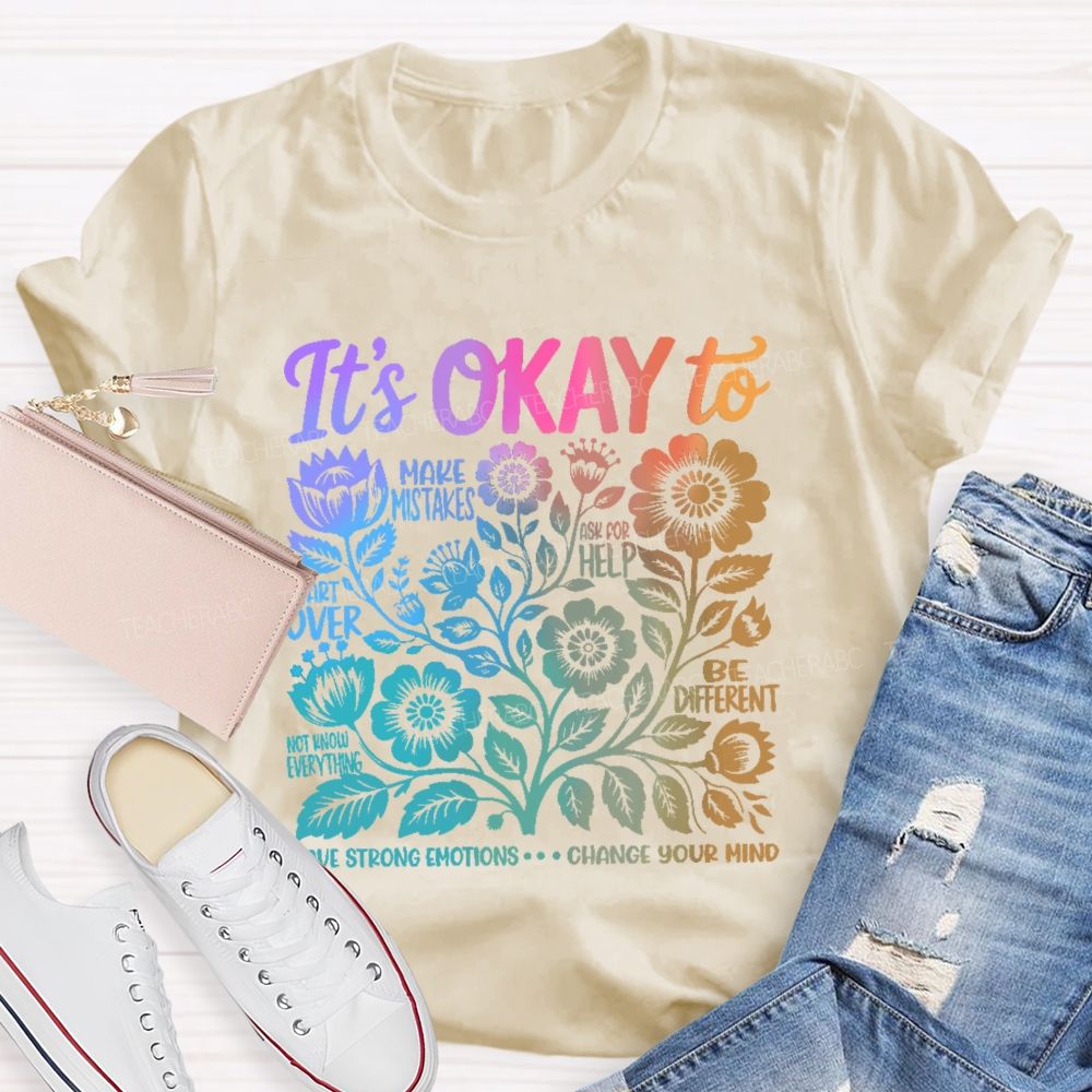 It's Okay To Make Mistakes Colorful Letters Graphics Teacher T-shirt