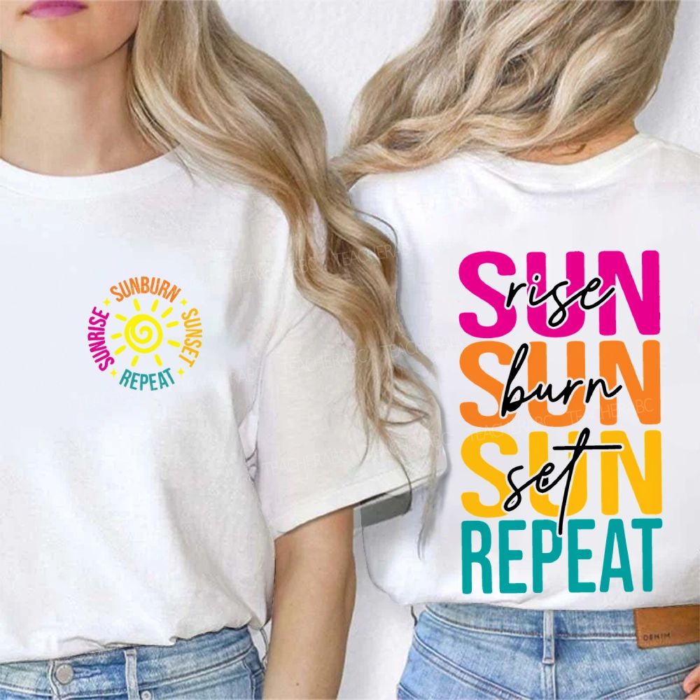 Sunrise Sunburn Sunset Repeat Double Printed T-shirt