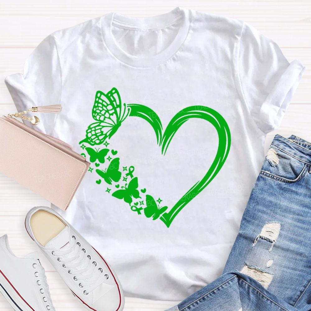 Heart With Butterfly Mental Health Matters Teacher T-Shirt