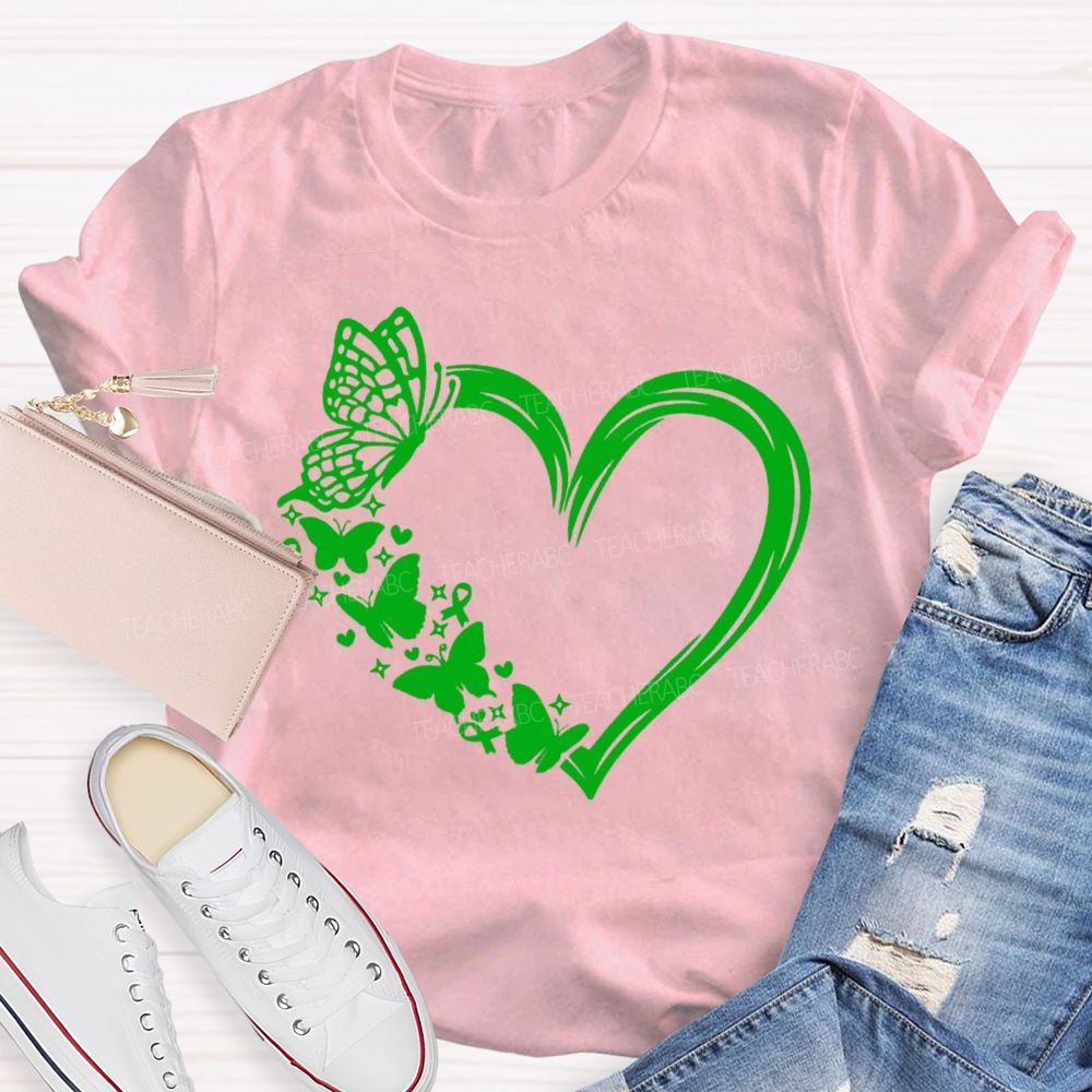 Heart With Butterfly Mental Health Matters Teacher T-Shirt