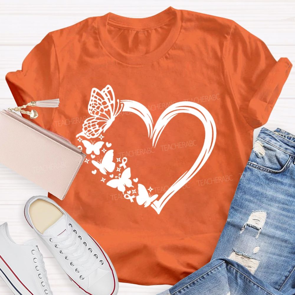Heart With Butterfly Mental Health Matters Teacher T-Shirt