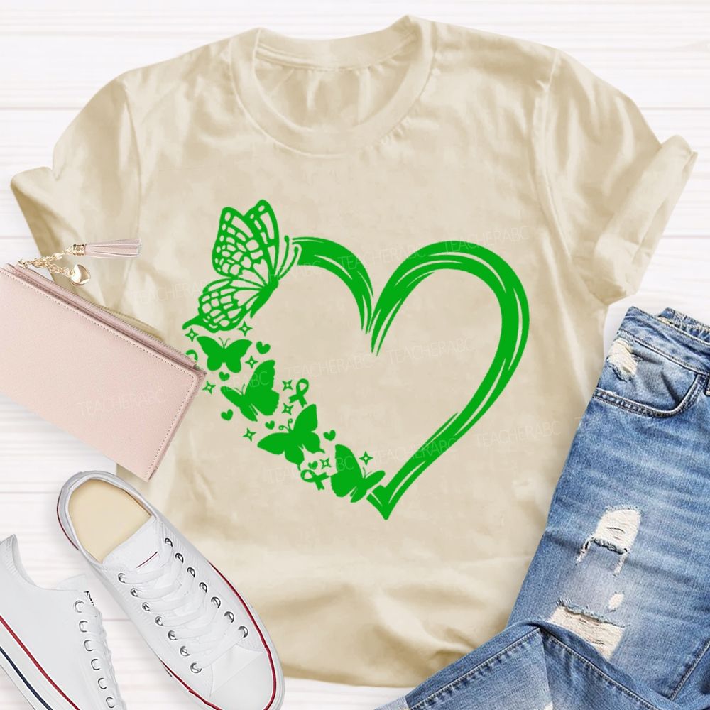 Heart With Butterfly Mental Health Matters Teacher T-Shirt