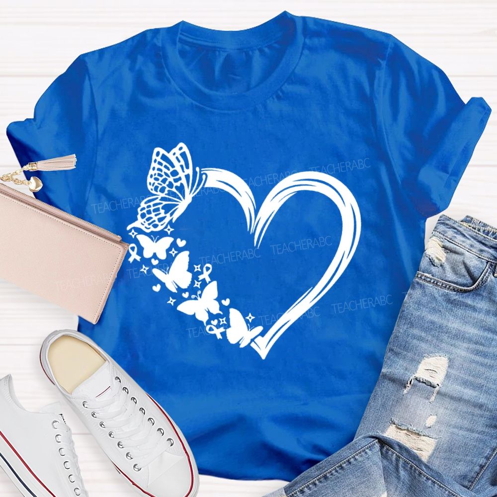 Heart With Butterfly Mental Health Matters Teacher T-Shirt