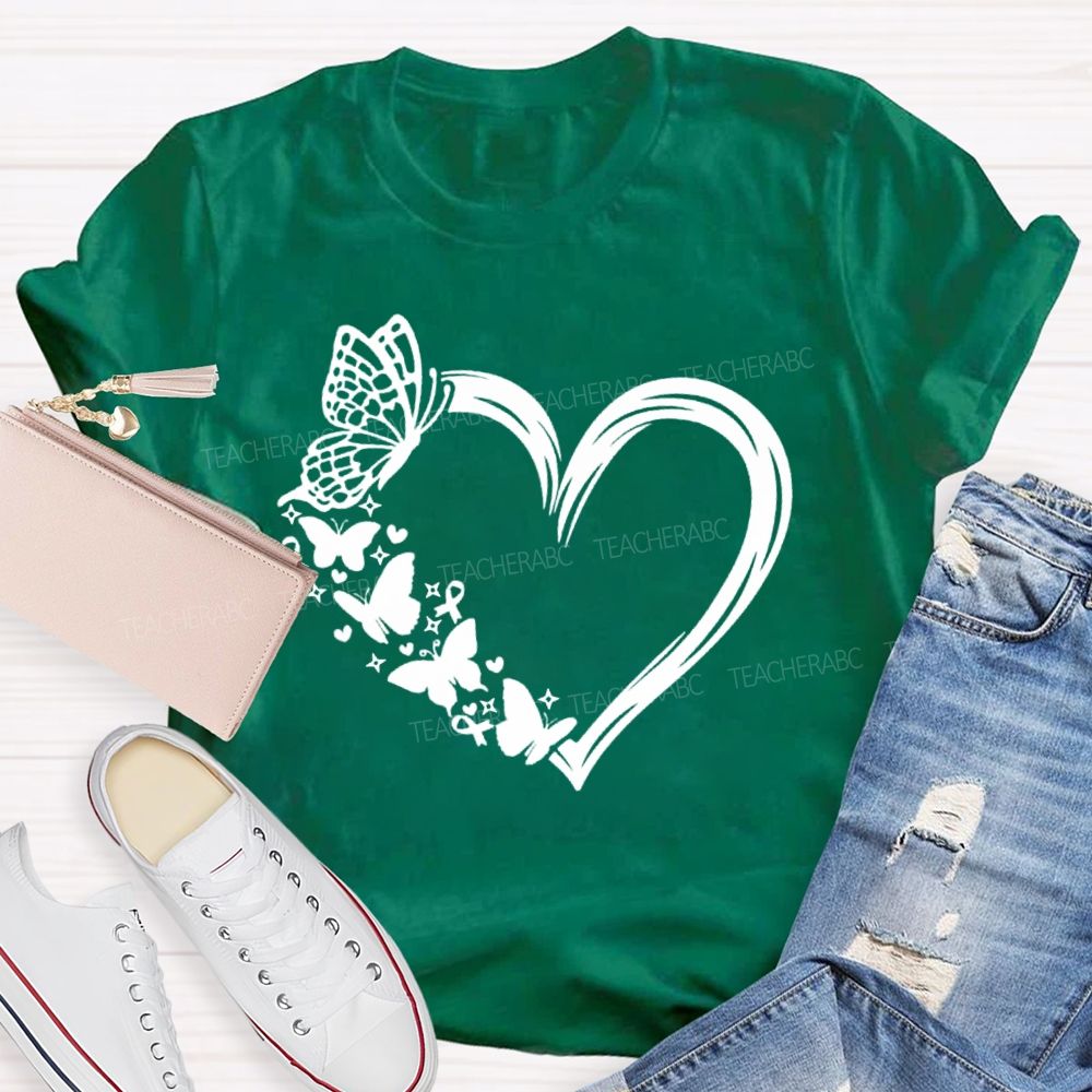 Heart With Butterfly Mental Health Matters Teacher T-Shirt