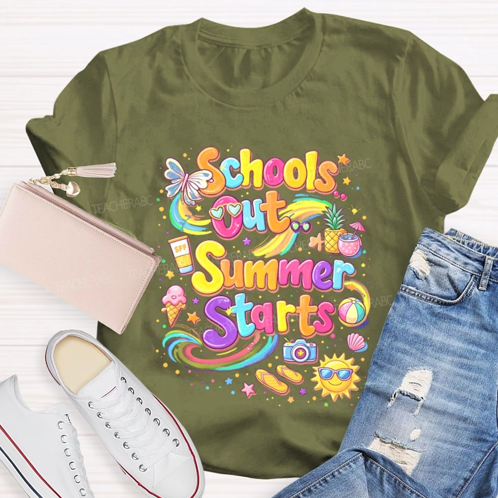 Schools Out Summer Starts Teacher T-shirt