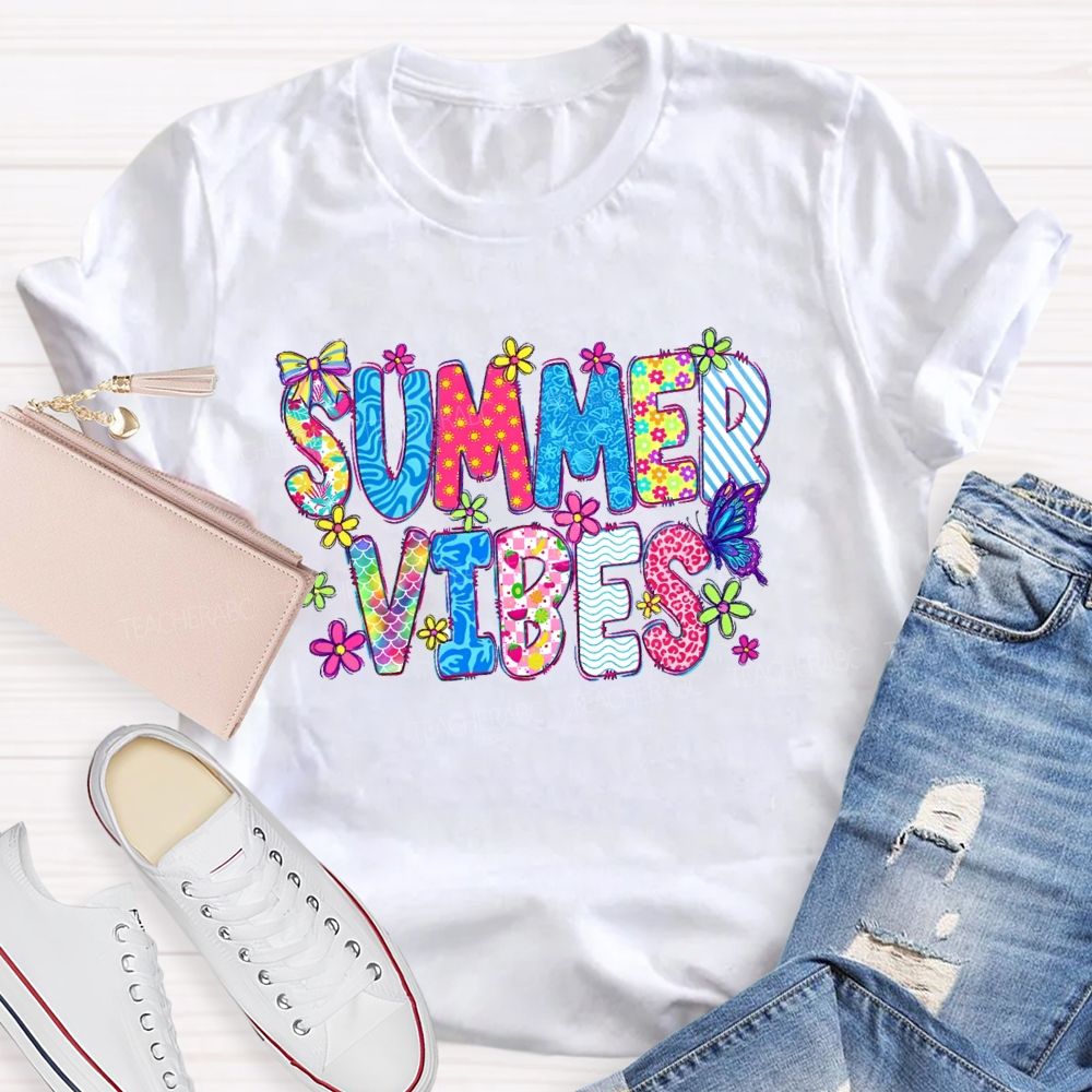 Summer Vibes Graphics Teacher T-shirt