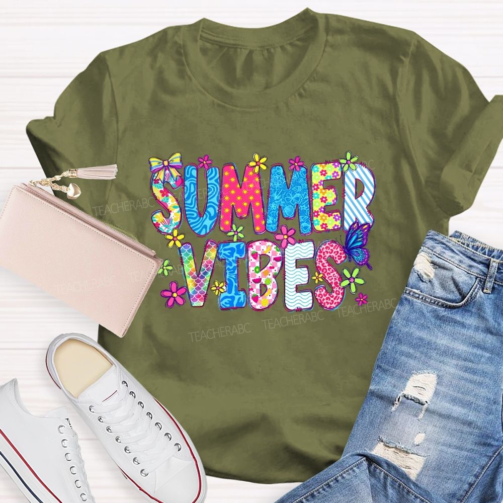 Summer Vibes Graphics Teacher T-shirt