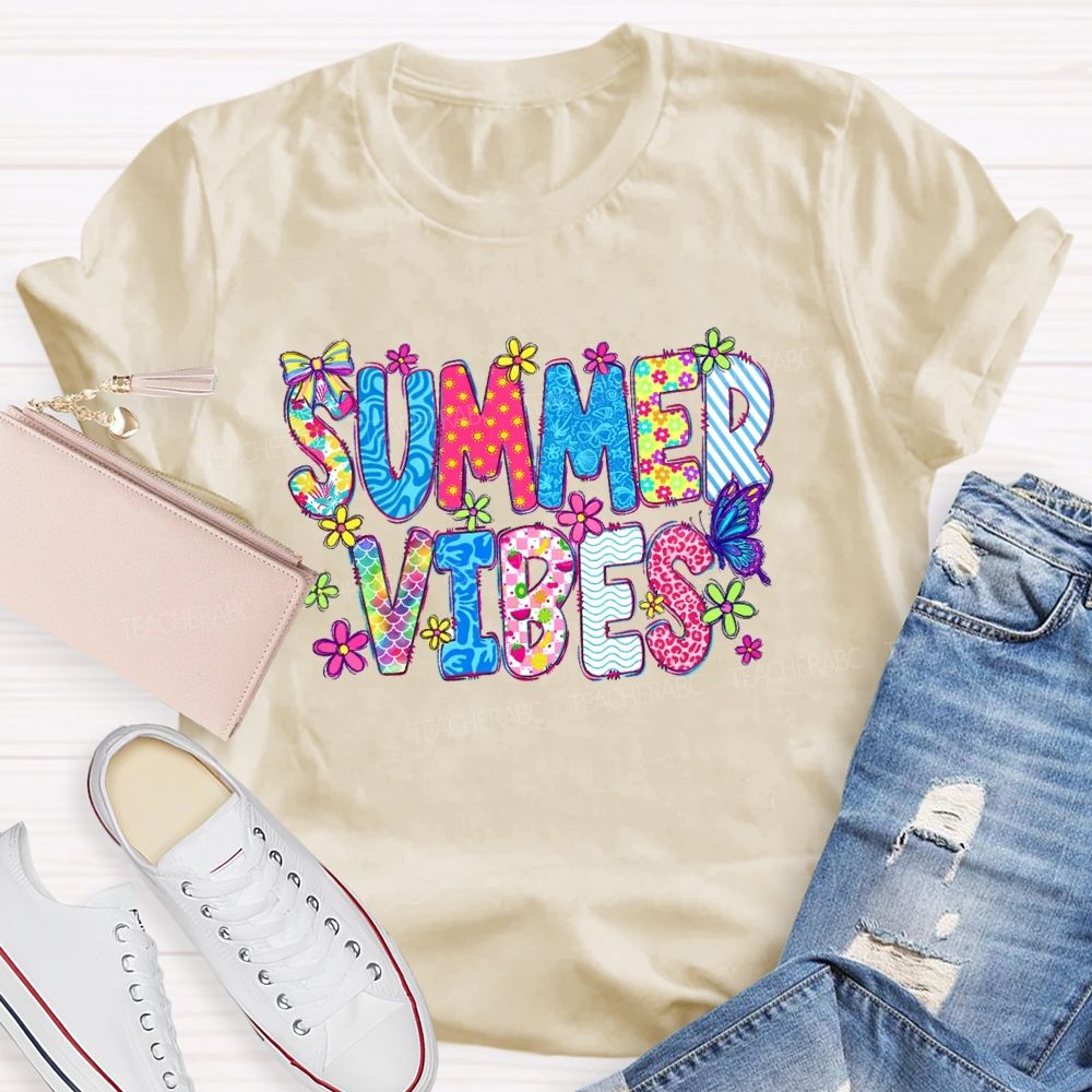 Summer Vibes Graphics Teacher T-shirt