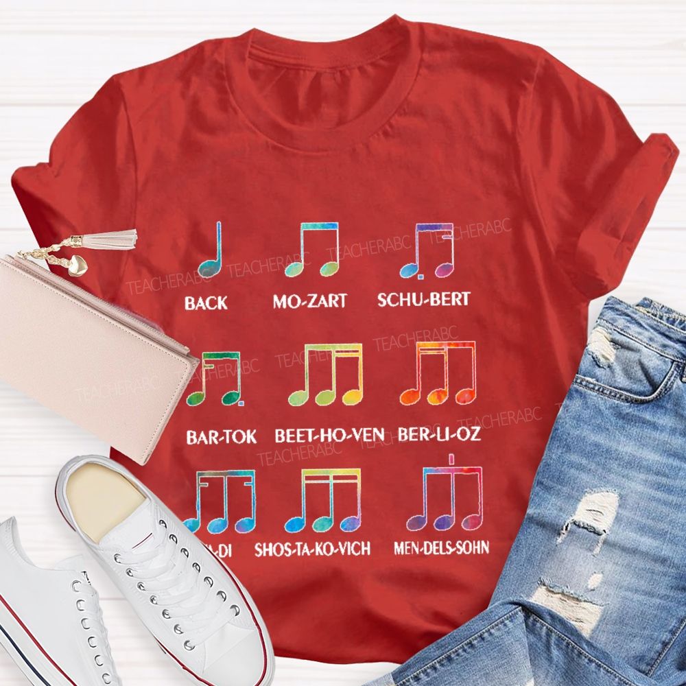 Bach Mo-Zart Schu-Bert Musician Teacher T-shirt